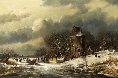 Dutch Landscape with Figures by Andreas Schelfhout